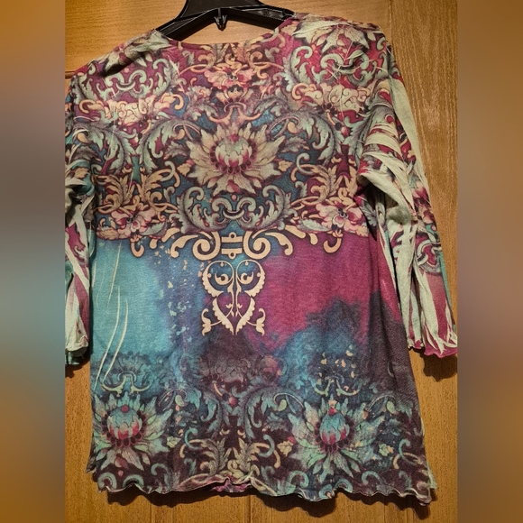 New Directions Women's Multicolor Boho Patterned Top Size 1X - Picture 12 of 14